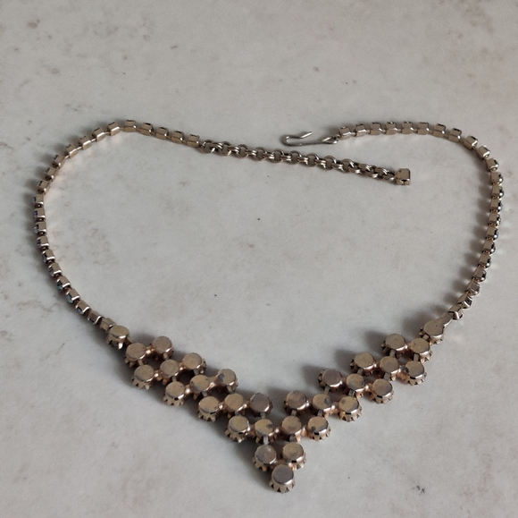 Sherman Style Sparkly Aurora Borealis Champagne Crystals Necklace Vintage 60s - Picture 9 of 13